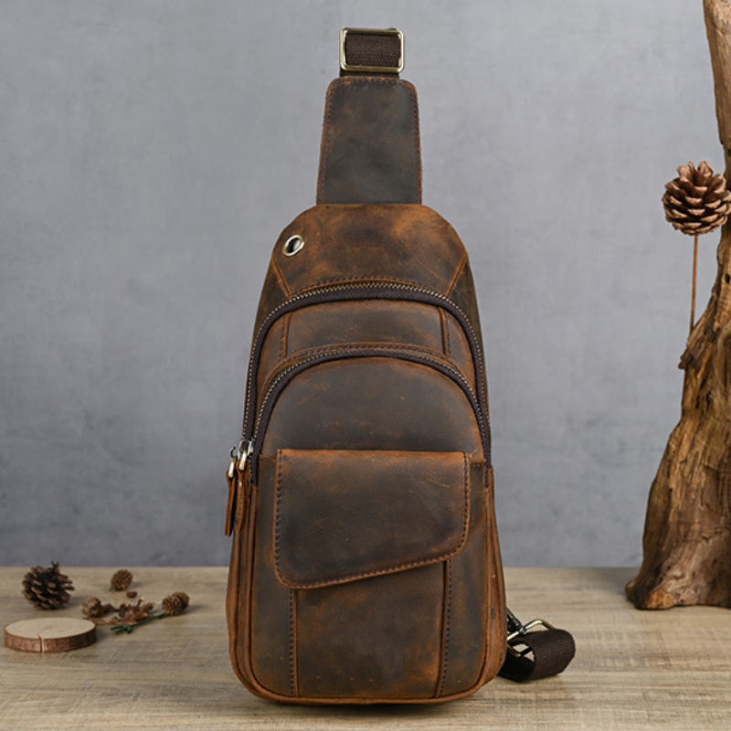 Luxury Bags Leather - Luksusowa, wielofunkcyjna męska torba na klatkę