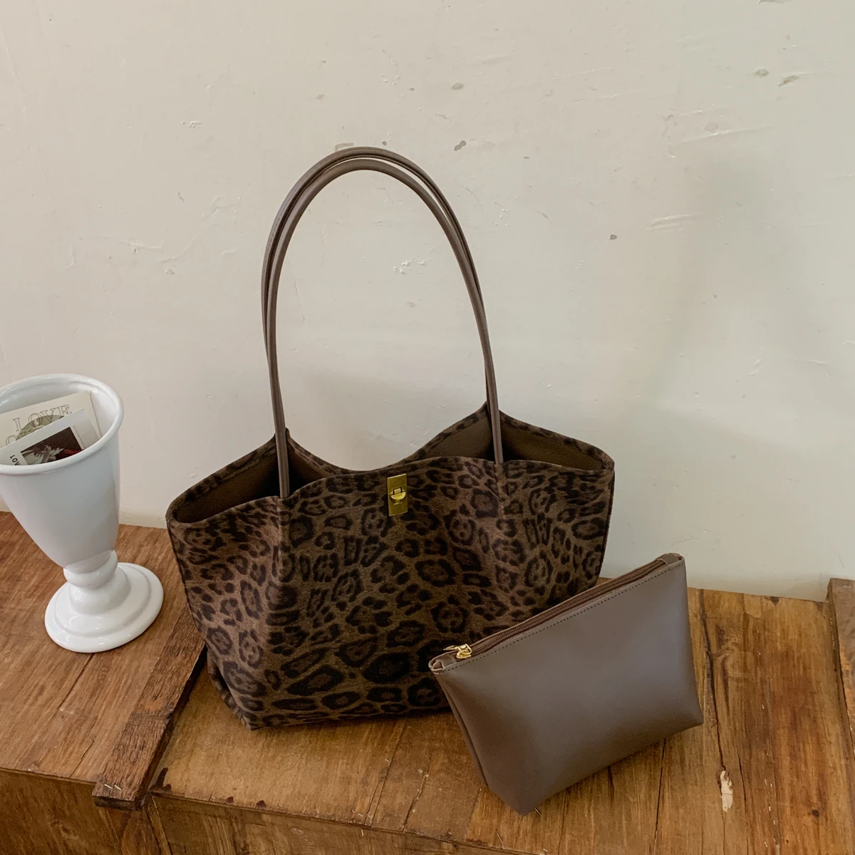 Luxury Bags Tote - Retro torba damska z zamszu w